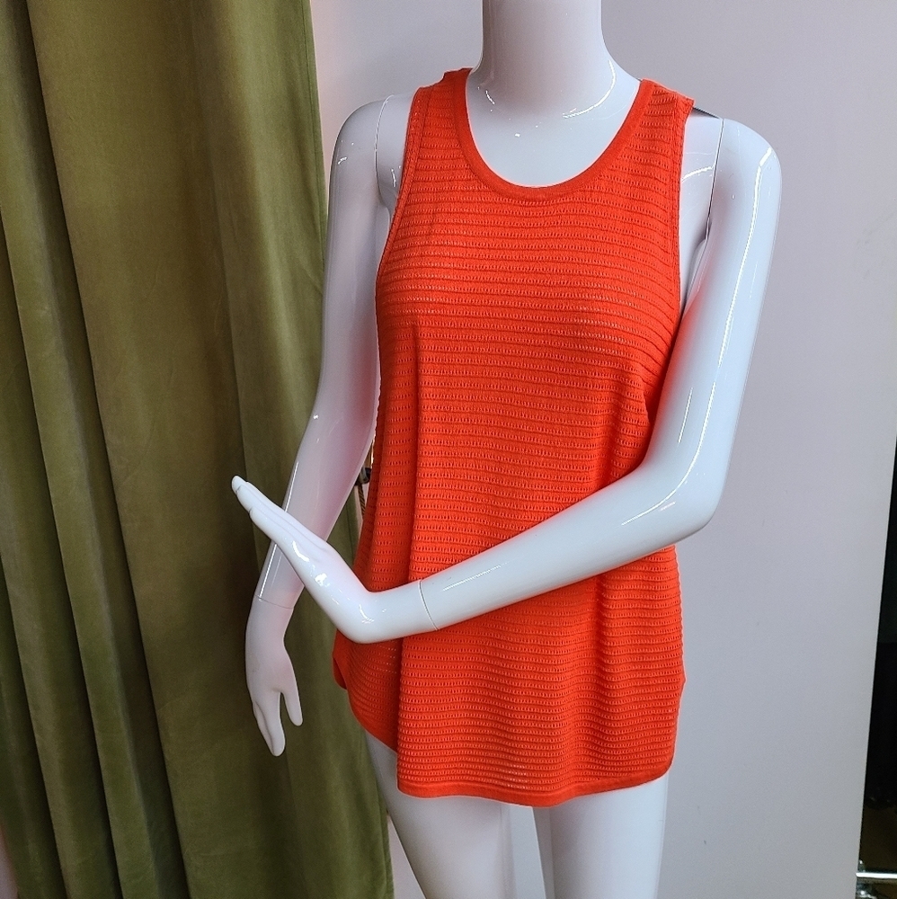 J Brand Orange Knit Racerback Top
